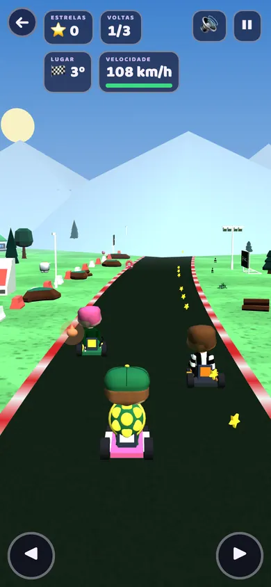 O kart com o boneco do Guga ultrapassando outros karts